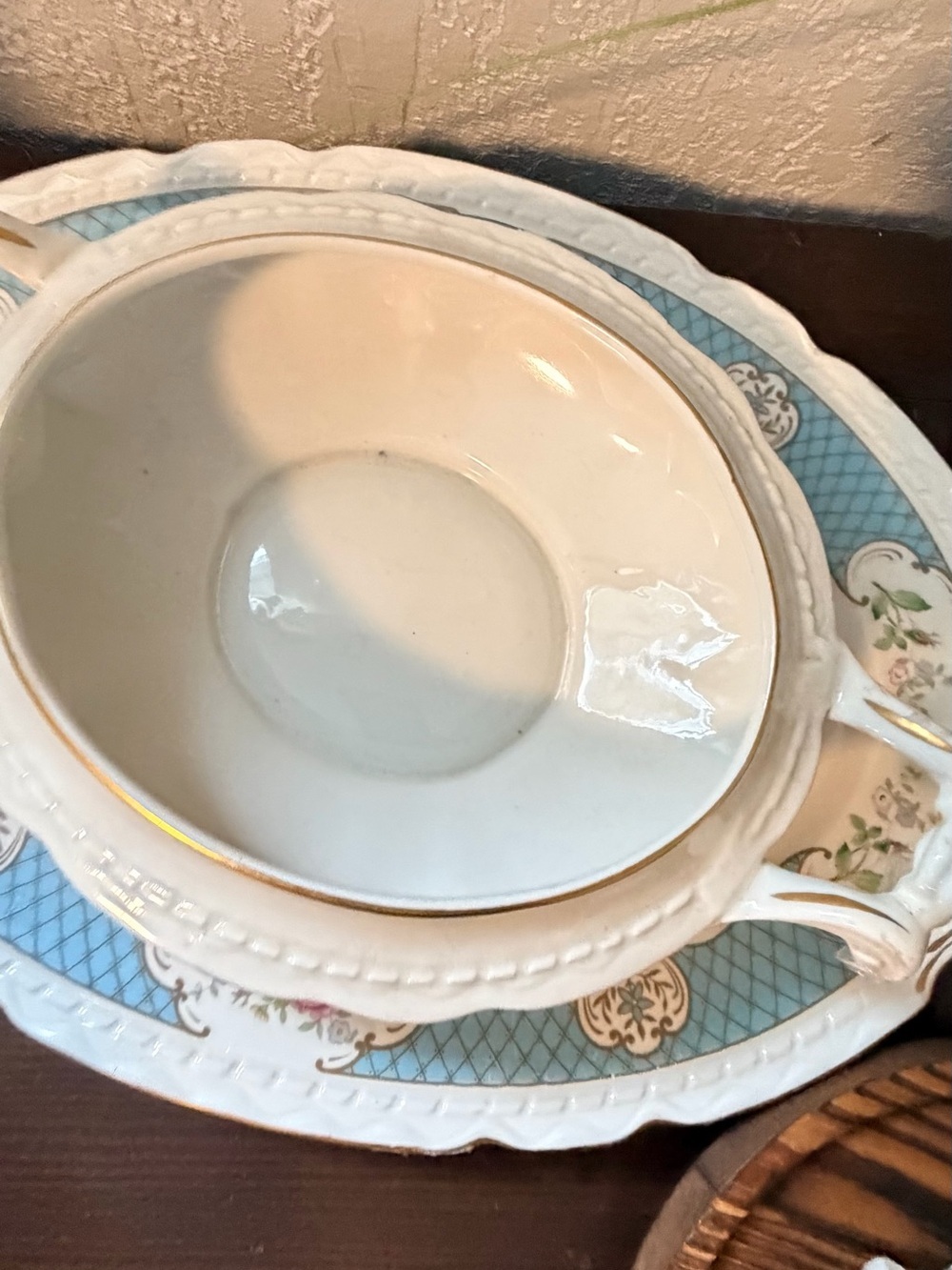 Vintage Royal Jackson / Myott Porcelain Serving Set - 3 Pieces (Blue Floral) - Picture 2 of 16